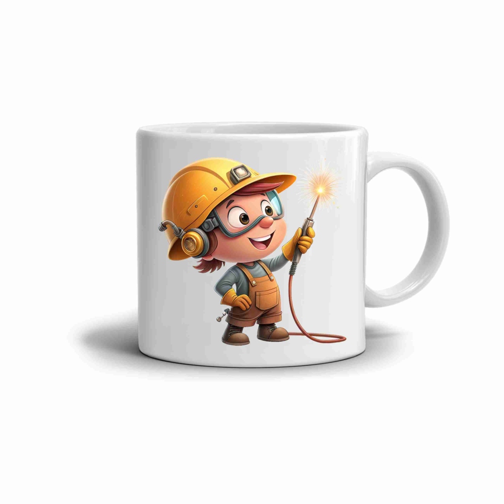 Fehér kerámia bögre 330ml képpel - praktikus hegesztő