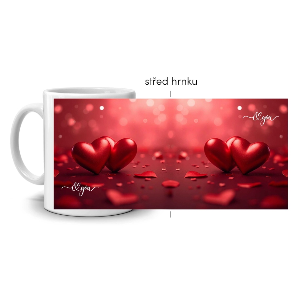 Fehér kerámia bögre 330ml képpel - szeretettel teli szív