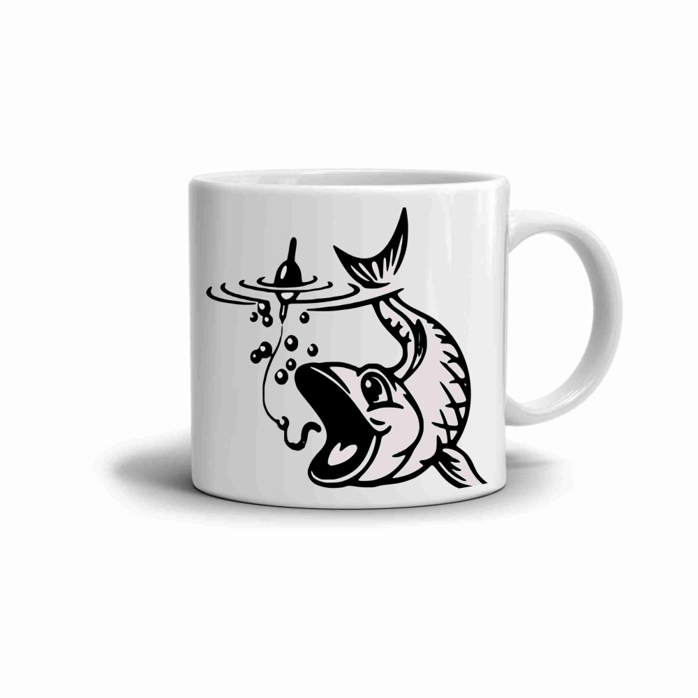 Fehér kerámia bögre 330ml képpel - csuka 1