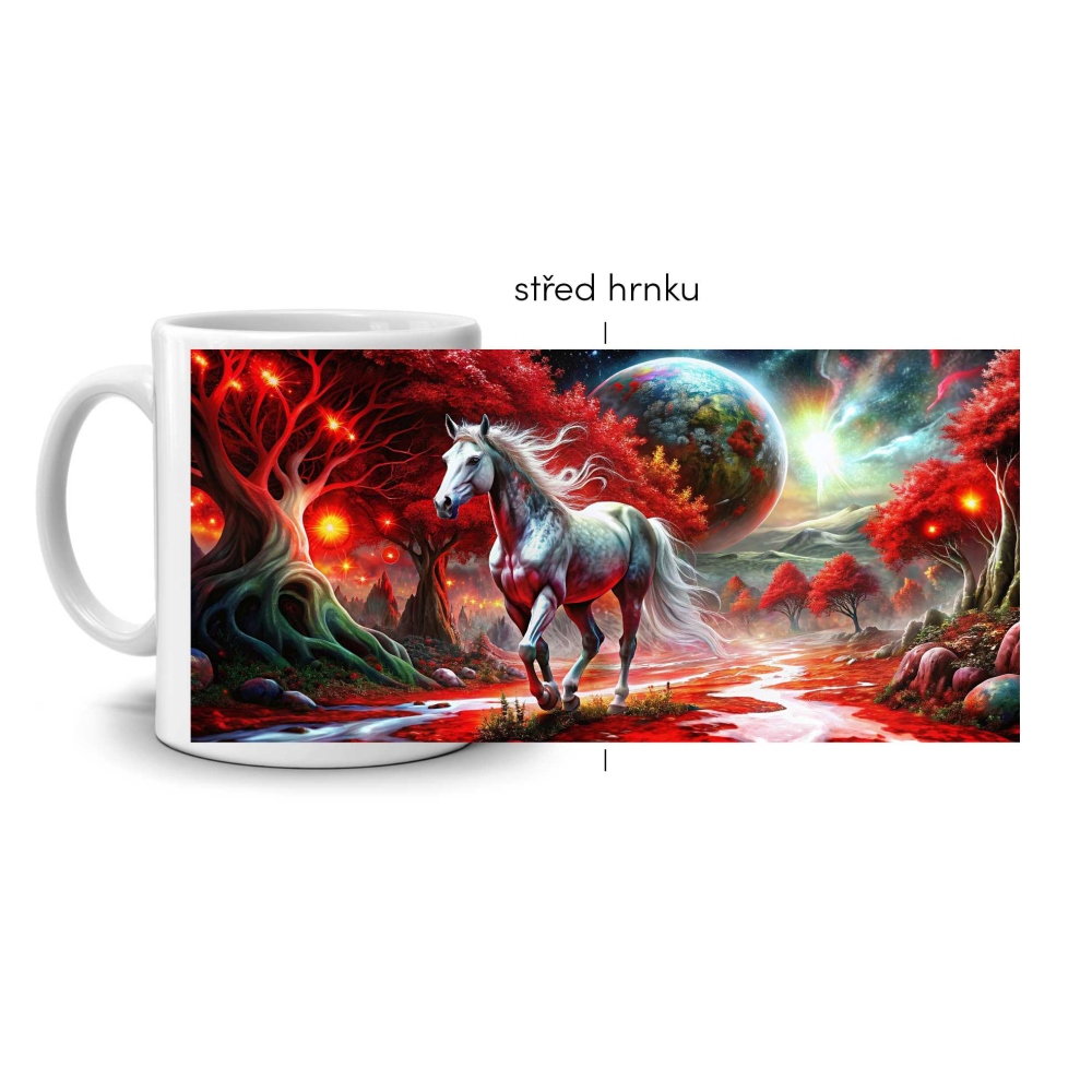 Fehér kerámia bögre 330ml képpel - a vörös galaxis őrzője