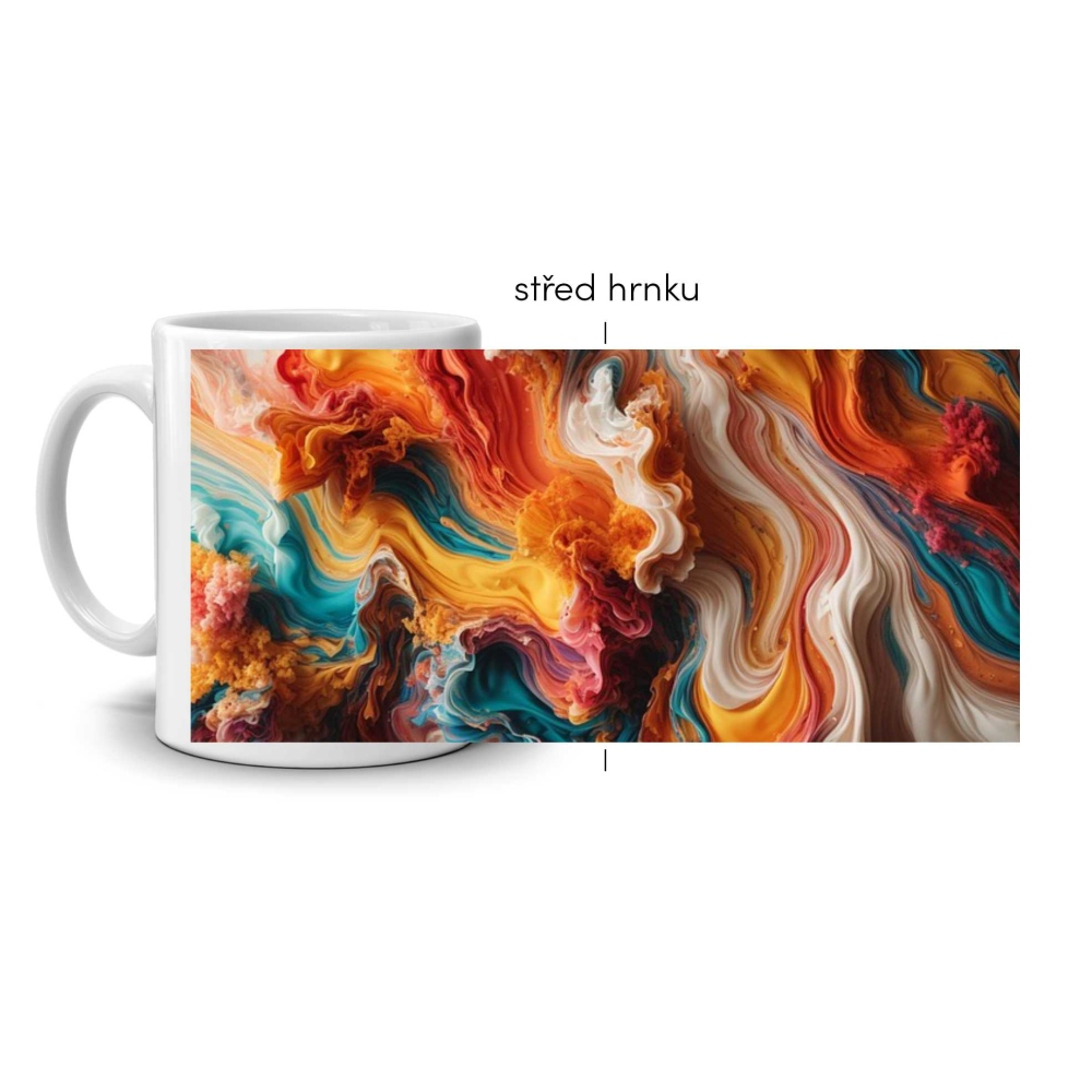 Fehér kerámia bögre 330ml képpel - színek tánca