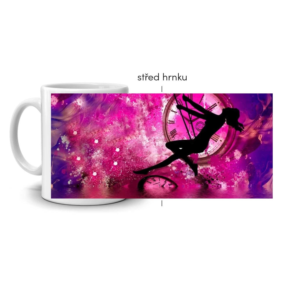 Fehér kerámia bögre 330ml képpel - idő tánca