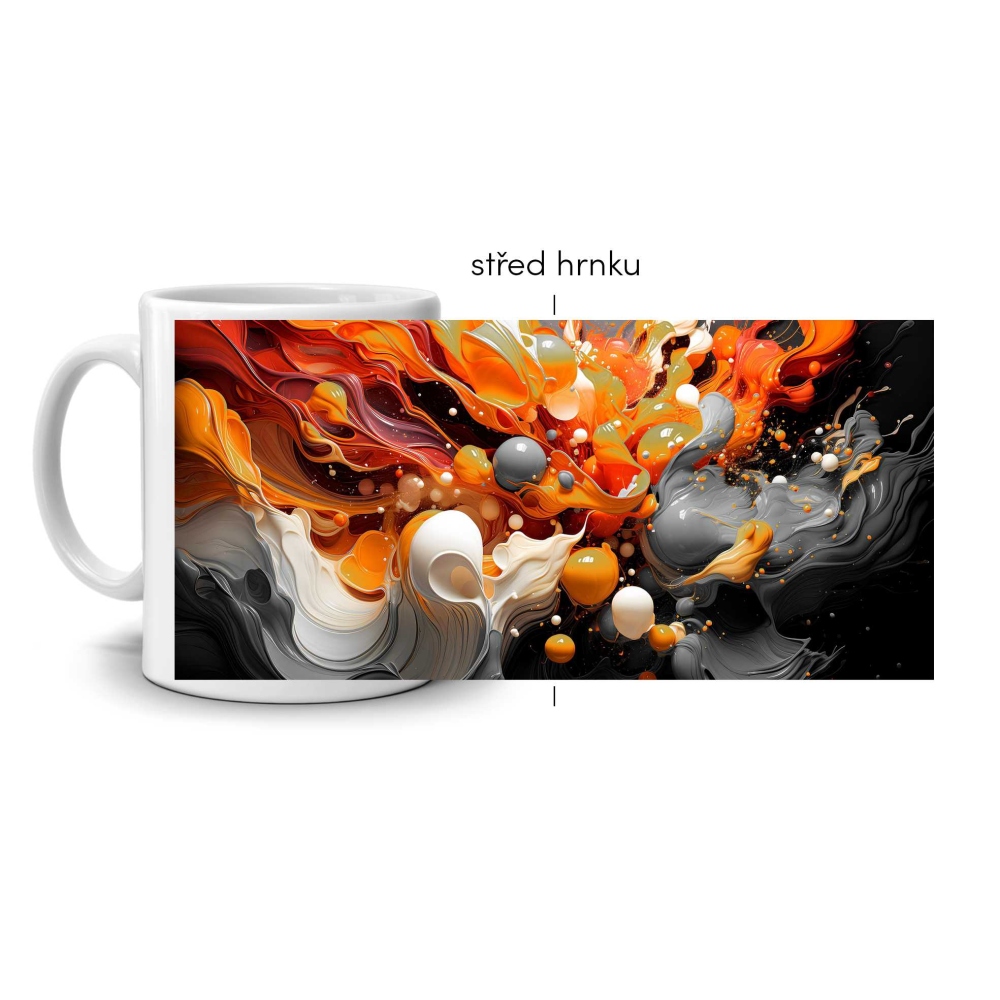 Fehér kerámia bögre 330ml képpel - lángtánc