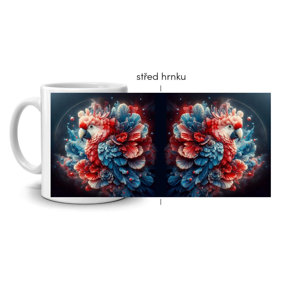 Fehér kerámia bögre 330ml képpel - művészi ara papagáj