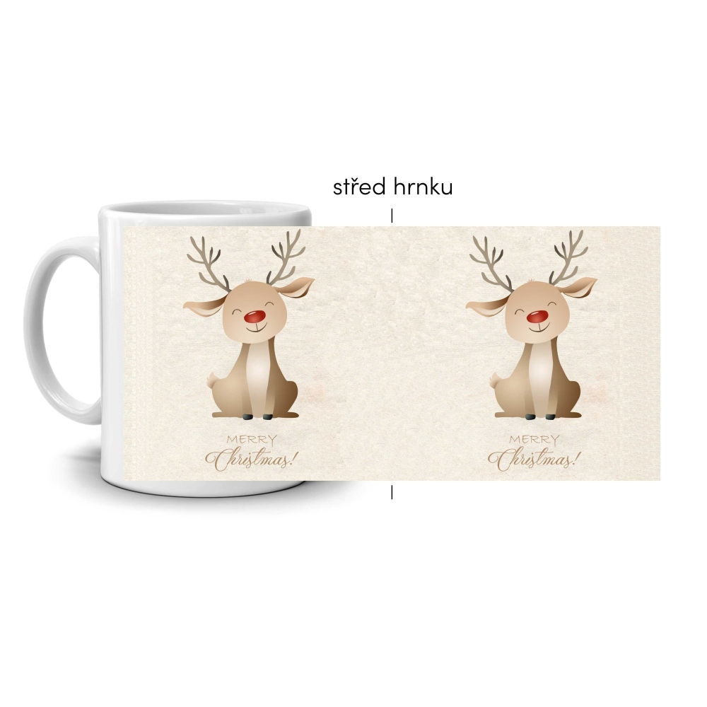Fehér kerámia bögre 330ml képpel - Karácsonyi rénszarvas
