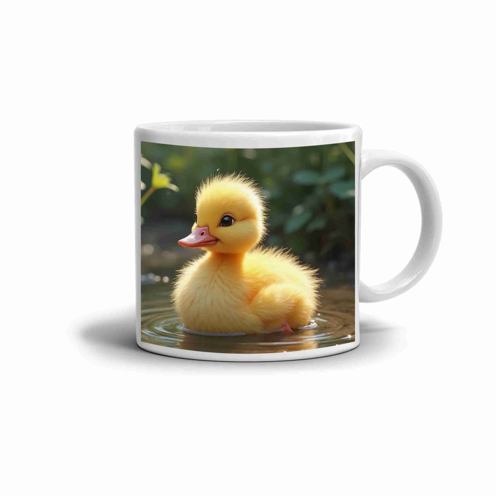 Fehér kerámia bögre 330ml képpel - vidám kiskacsa