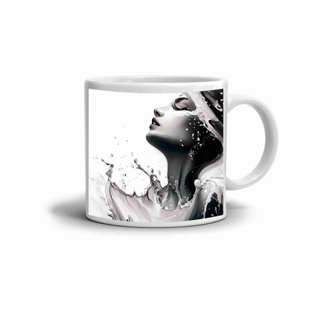 Fehér kerámia bögre 330ml képpel - vízvonalzó