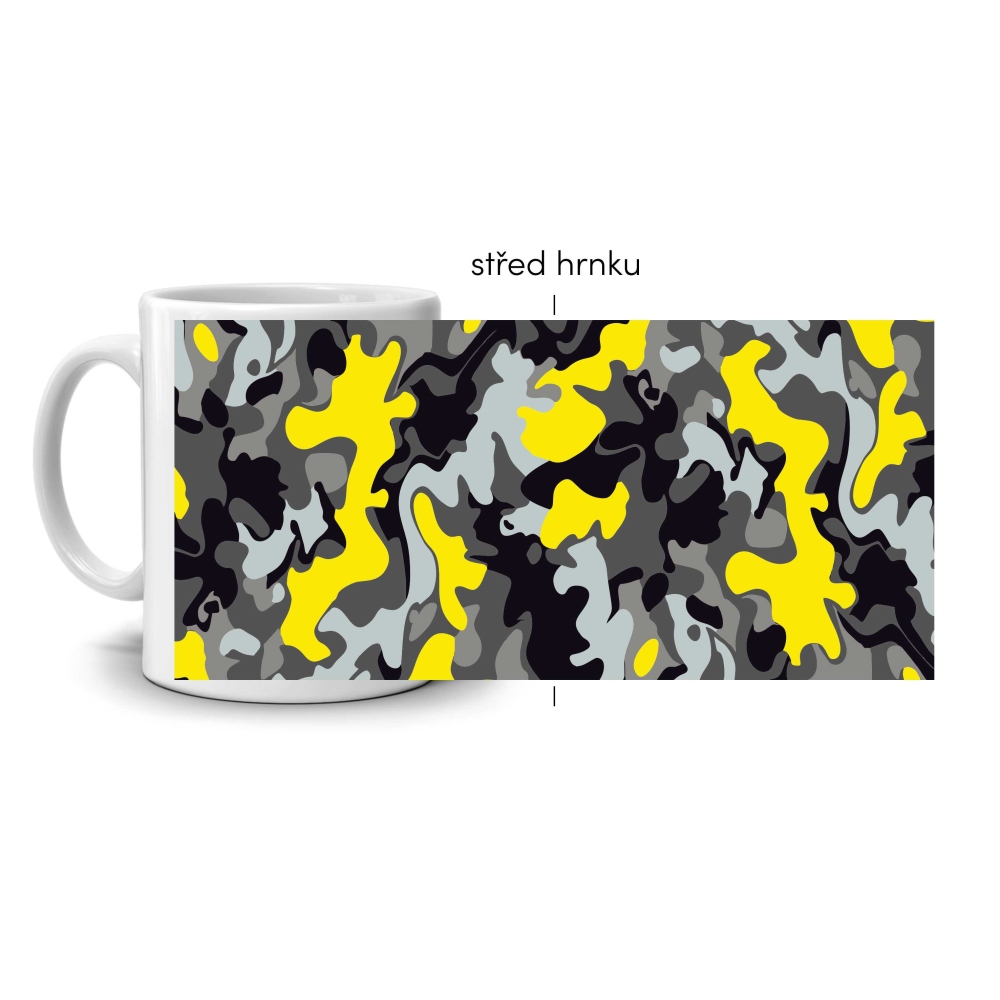 Fehér kerámia bögre 330ml képpel - sárga terepszínű