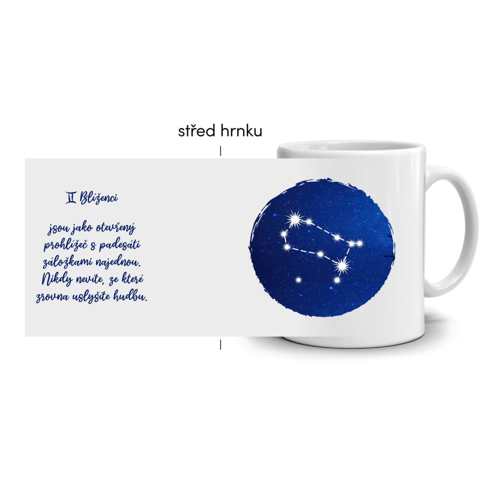 Fehér kerámia bögre 330ml képpel - Ikrek jegy