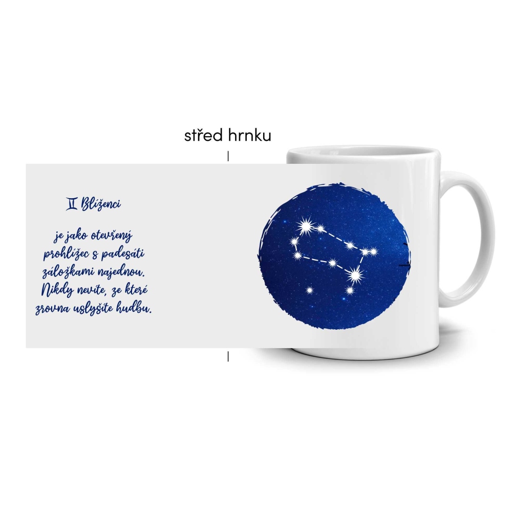 Fehér kerámia bögre 330ml képpel - Ikrek jegy