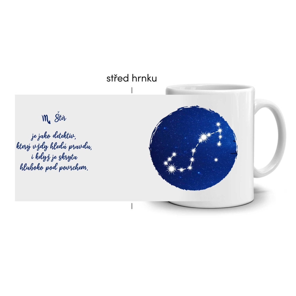 Fehér kerámia bögre 330ml képpel - Skorpió jegy