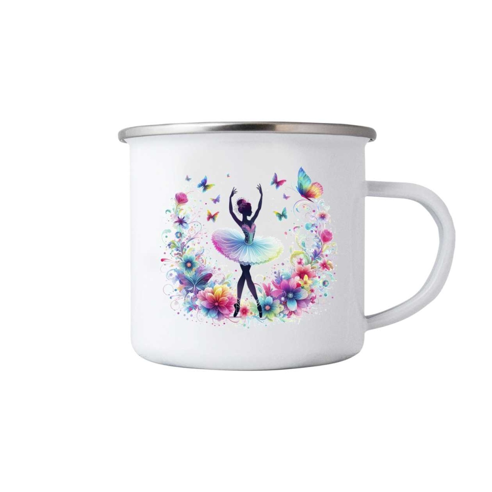 Fehér bögre 380ml képpel - balerina virágokban
