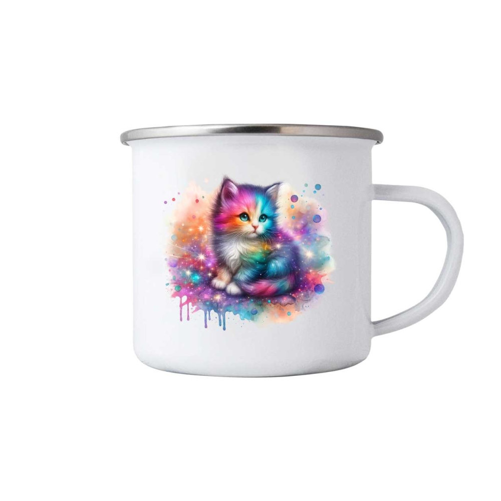 Fehér bögre 380ml képpel - színes cica