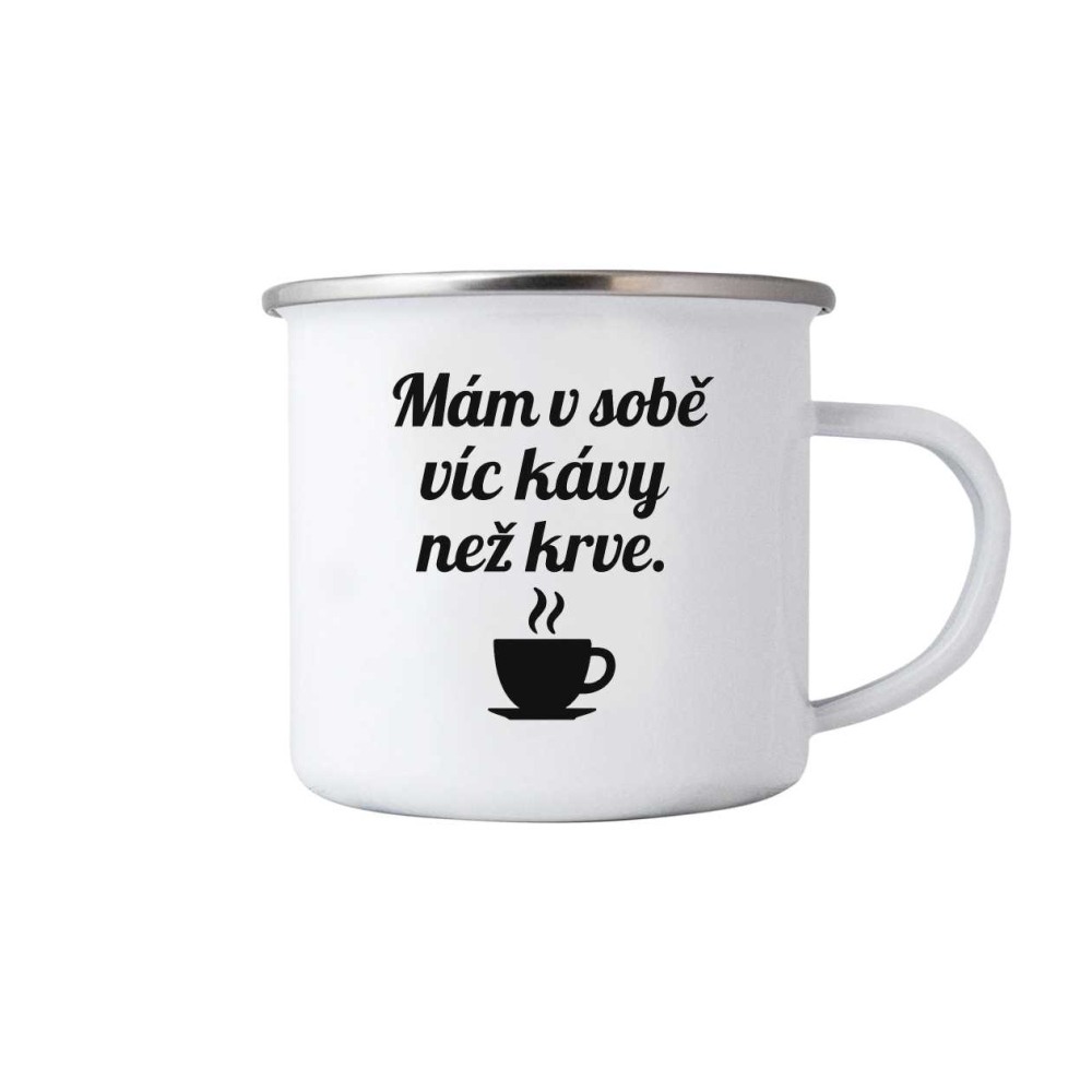 Fehér bádog bögre 380ml képpel - kávé idézet 6