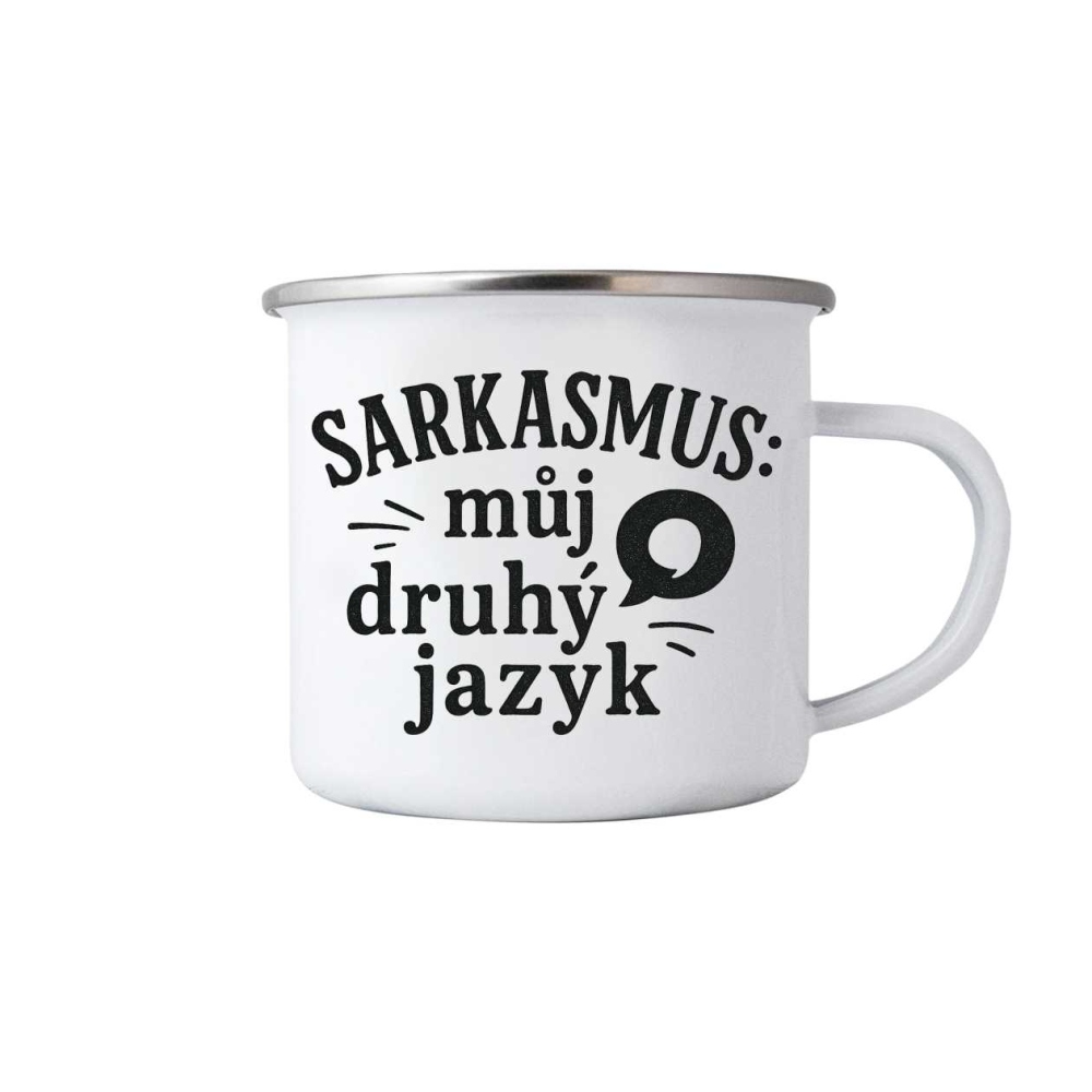 Fehér bádog bögre 380ml képpel - idézet: Szarazmus