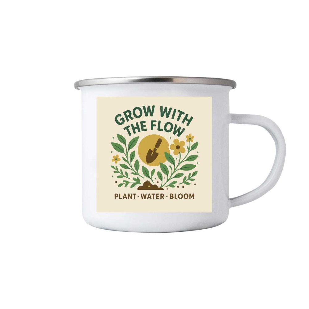 Fehér bádogbögre 380ml képpel - nőj az áramlással