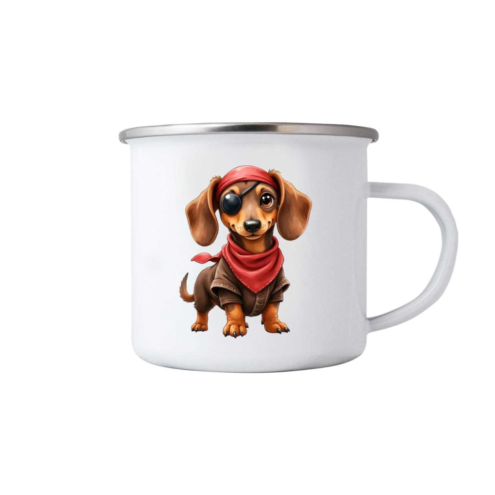 Fehér bögre 380ml képpel - tacskó kalóz