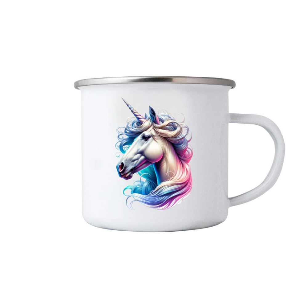 Fehér bádog bögre 380ml képpel - varázslatos unikornis