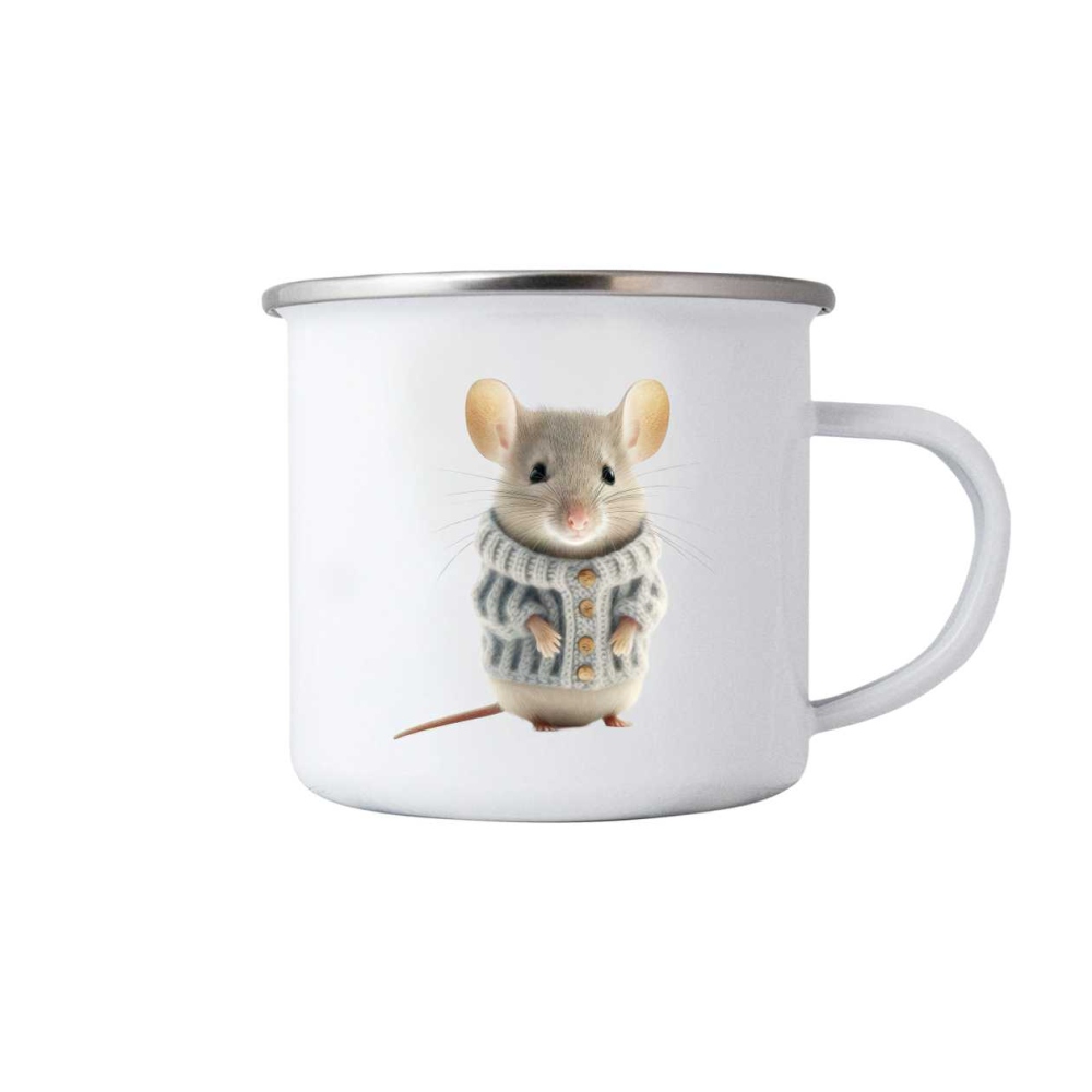 Fehér bögre 380ml képpel - egér pulóverben