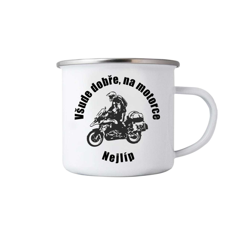 Fehér bádog bögre 380ml kép - a legjobb motoron