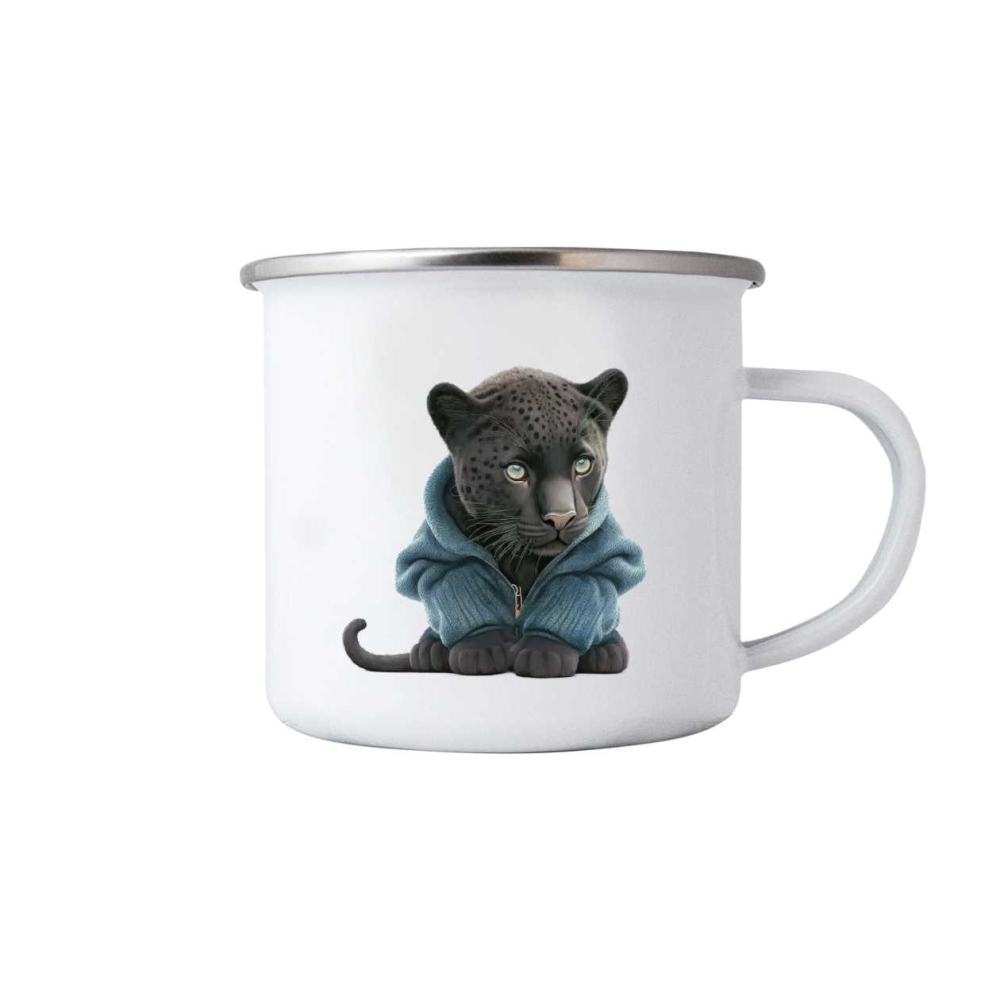 Fehér bögre 380ml képpel - párduc pulóverben