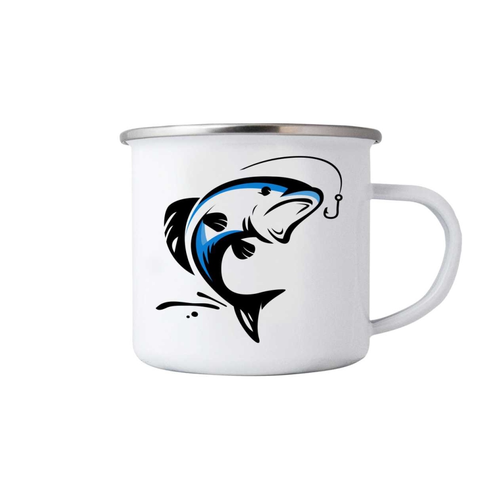 380ml fehér bádog bögre képpel - csuka 3