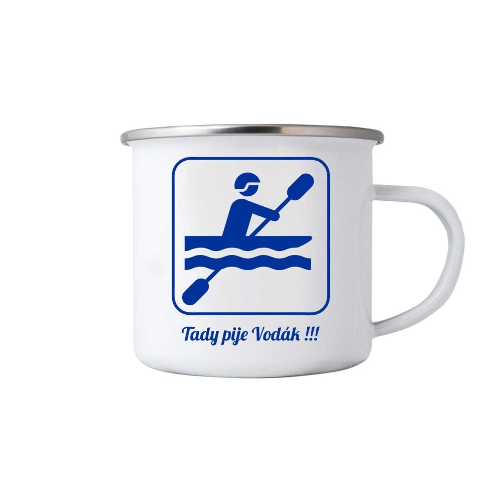 Fehér bádog bögre 380ml képpel - itt iszik az evezős 1