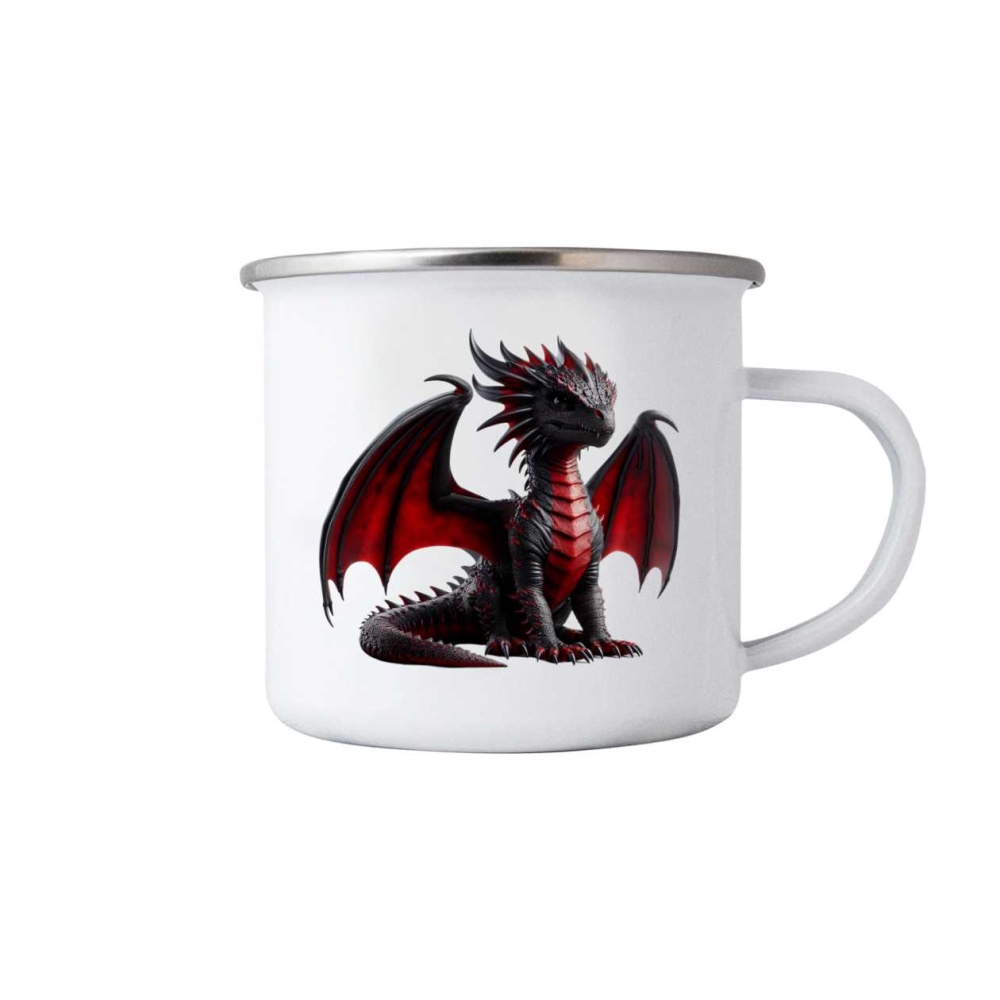 Fehér bádog bögre 380ml képpel - sötét sárkány