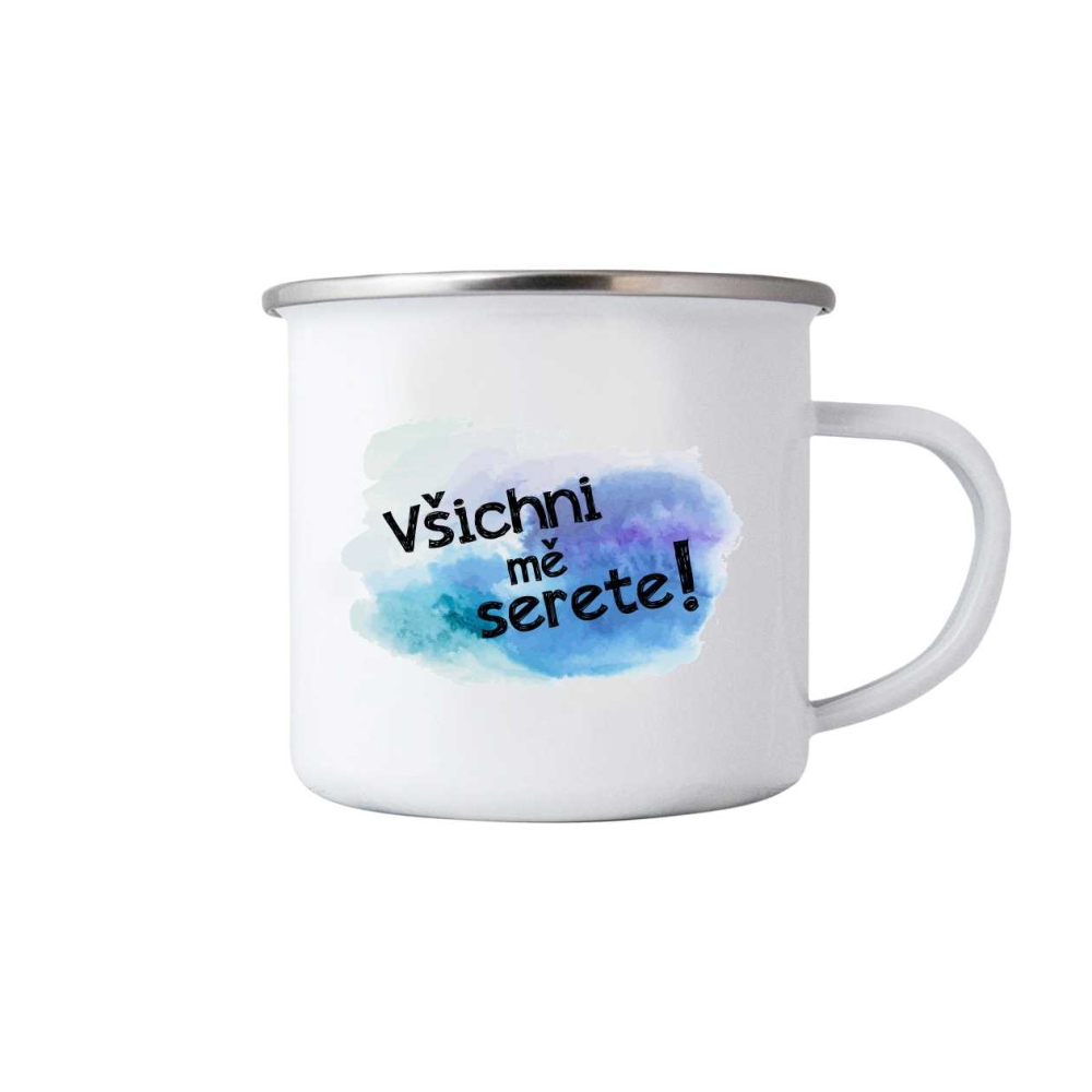 Fehér bádog bögre 380ml képpel - mindannyian megdugtok