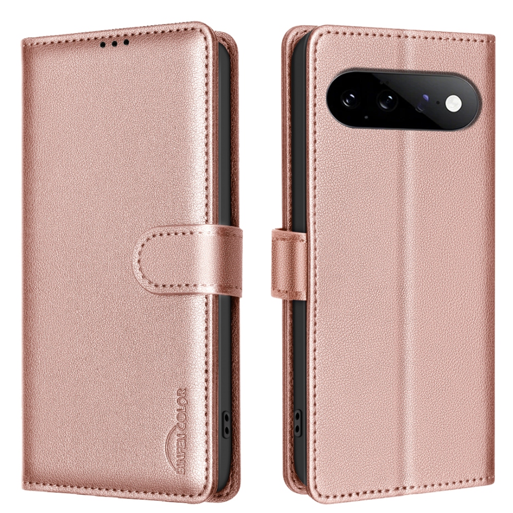 BINFEN könyvformájú tok a Google Pixel 11 Pro/11-hez – rózsaszín-arany
