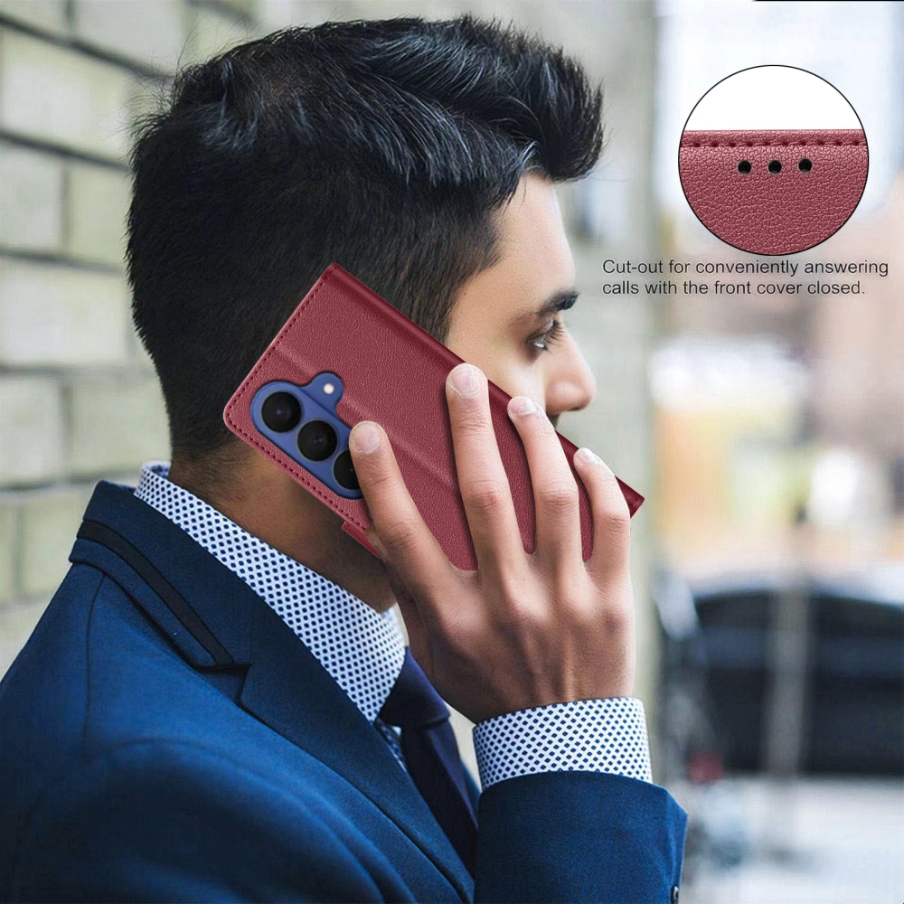 BINFEN könyvformájú tok a Samsung Galaxy S26 FE-hez – piros