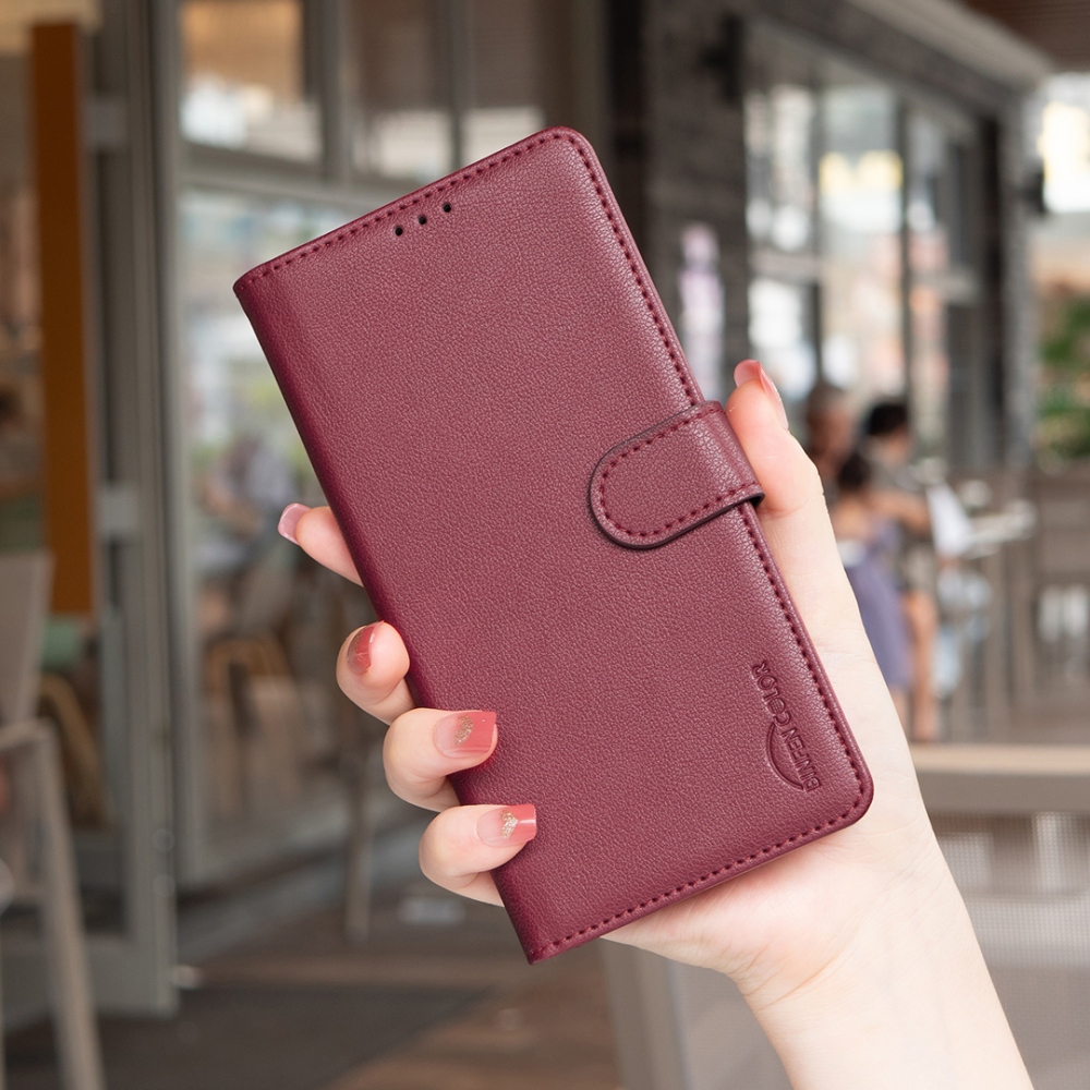BINFEN könyvformájú tok a Samsung Galaxy S26 FE-hez – piros