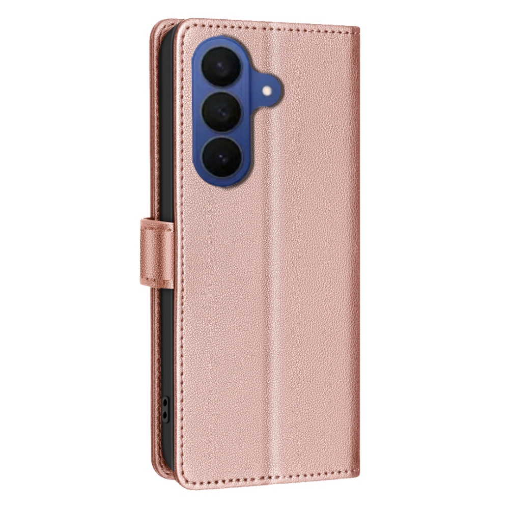BINFEN könyvformájú tok a Samsung Galaxy S26 FE-hez – rózsaszín-arany