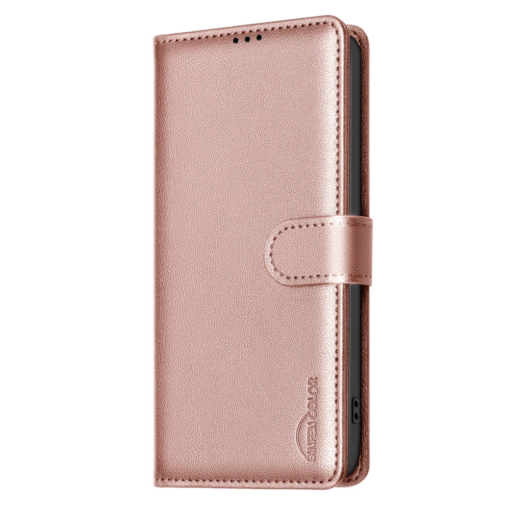BINFEN könyvformájú tok a Samsung Galaxy S26 FE-hez – rózsaszín-arany