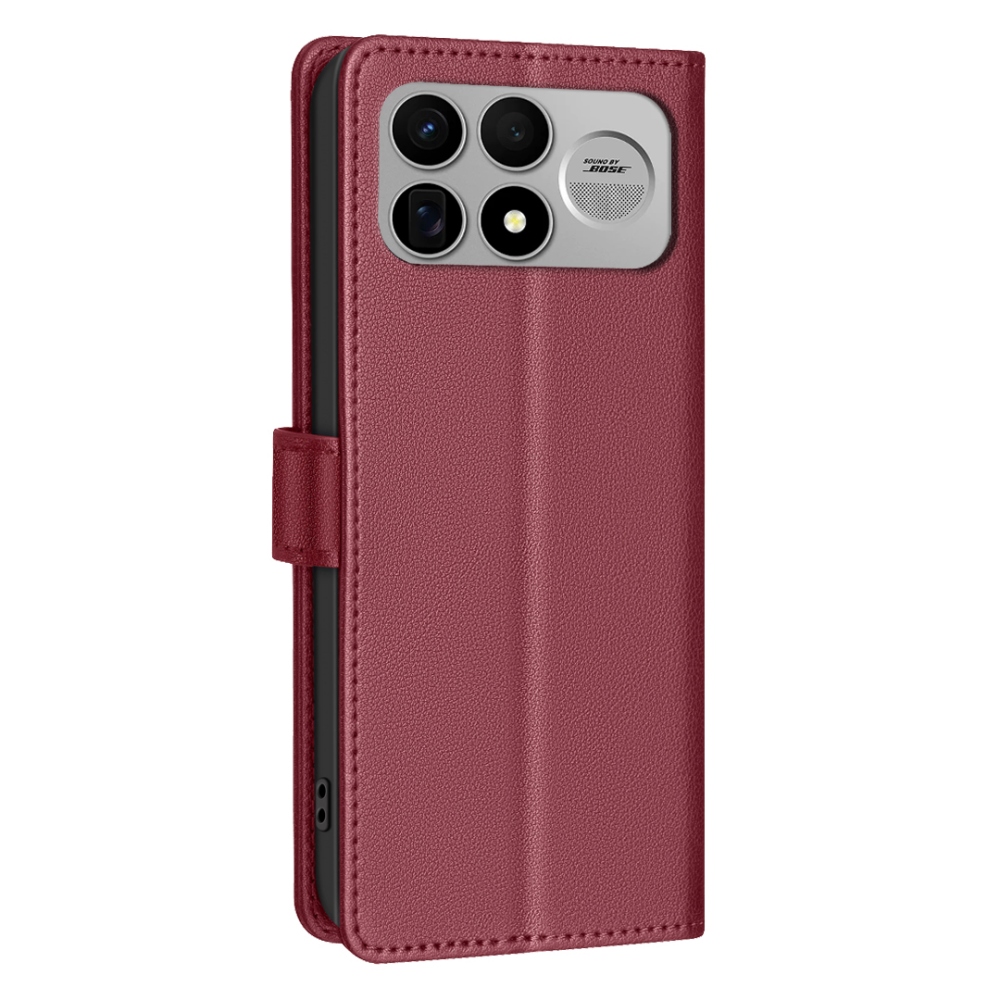 BINFEN könyvformájú tok a Xiaomi Poco F9 Ultra/F8 Ultra 5G-hez – piros