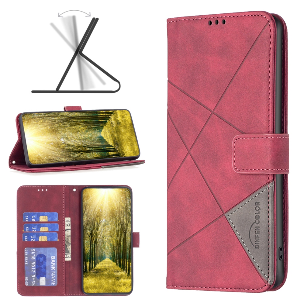 BINFEN könyvformájú tok a Xiaomi Redmi 17 4G/5G-hez – piros
