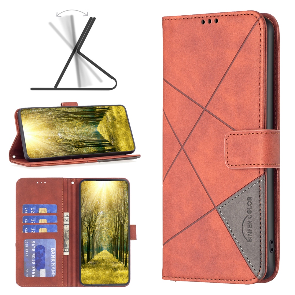 BINFEN könyvformájú tok a Xiaomi Redmi 17 4G/5G-hez – barna