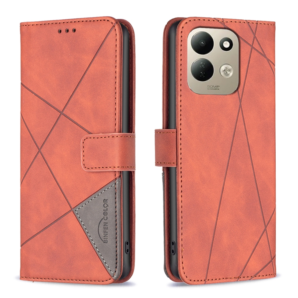 BINFEN könyvformájú tok a Xiaomi Redmi 17 4G/5G-hez – barna