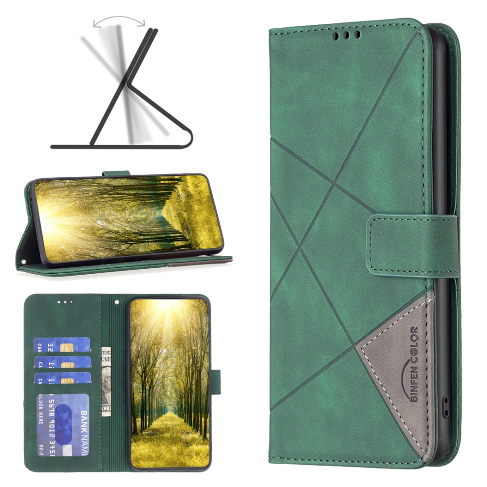 BINFEN könyvformájú tok a Xiaomi Redmi 17 4G/5G-hez – zöld