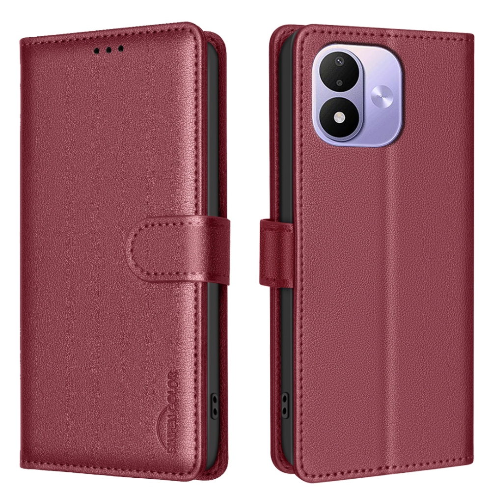 BINFEN könyvformájú tok a Xiaomi Redmi Note 17 Pro 5G-hez – piros