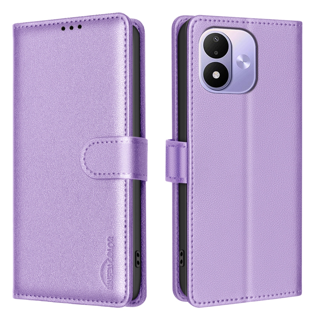 BINFEN könyvformájú tok a Xiaomi Redmi Note 17 Pro 5G-hez – lila