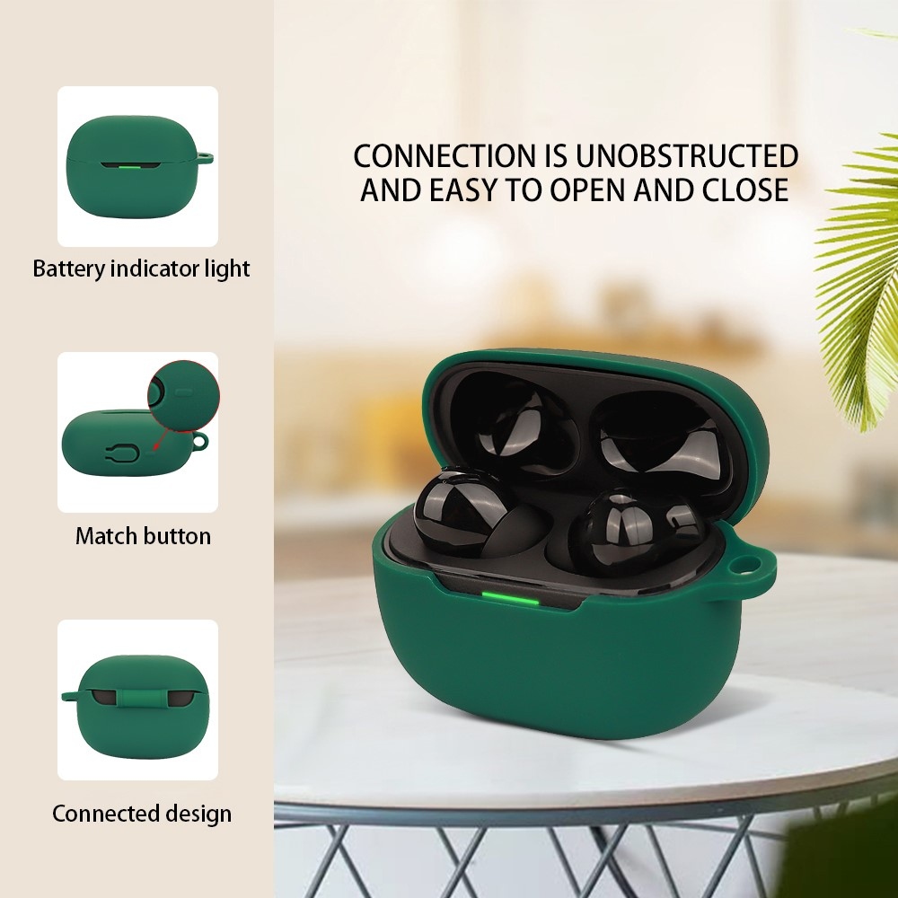Binne szilikon tok csatral a Xiaomi Redmi Buds 5 Pro-hoz – sötétzöld