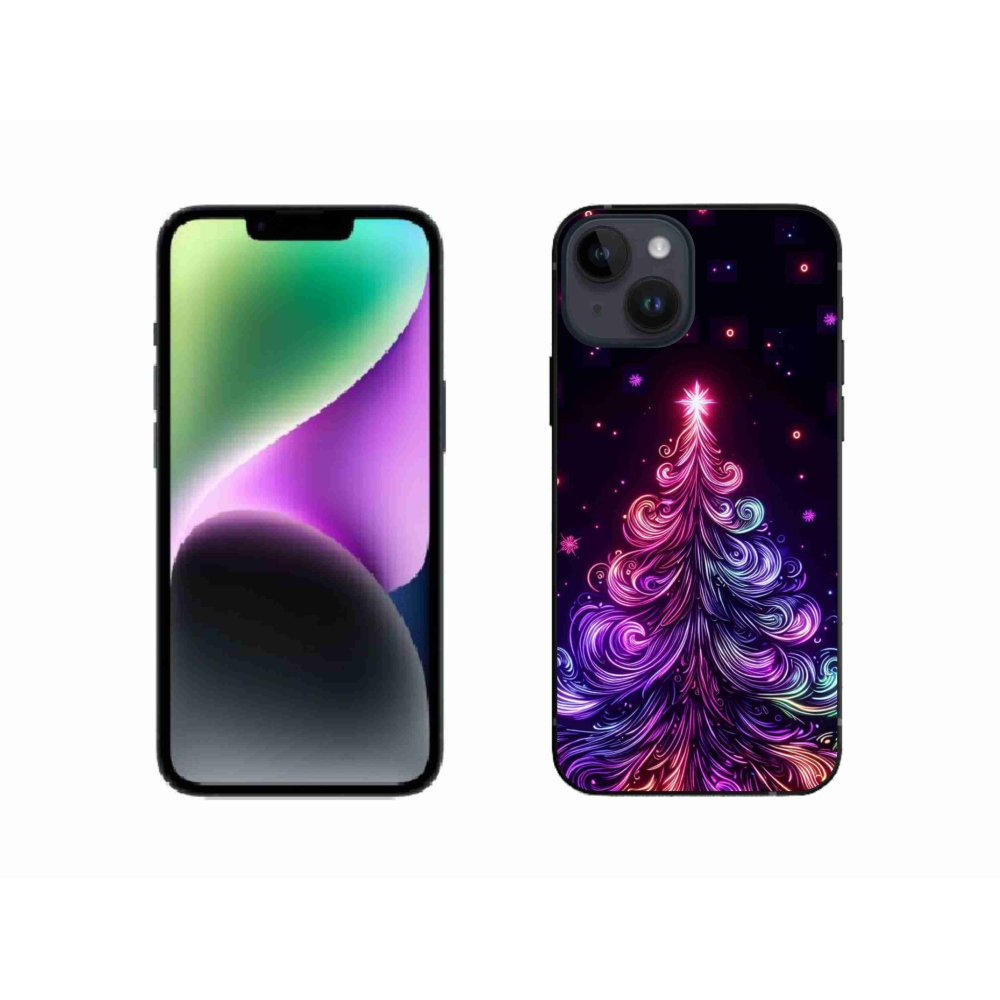 Gél borítás mmCase iPhone 14 készülékhez - neon karácsonyfa 1