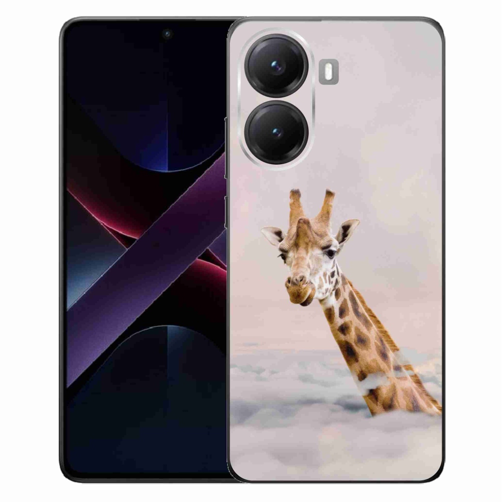 Gél borítás mmCase a Xiaomi Poco X7 Pro 5G számára - zsiráf a felhőkben