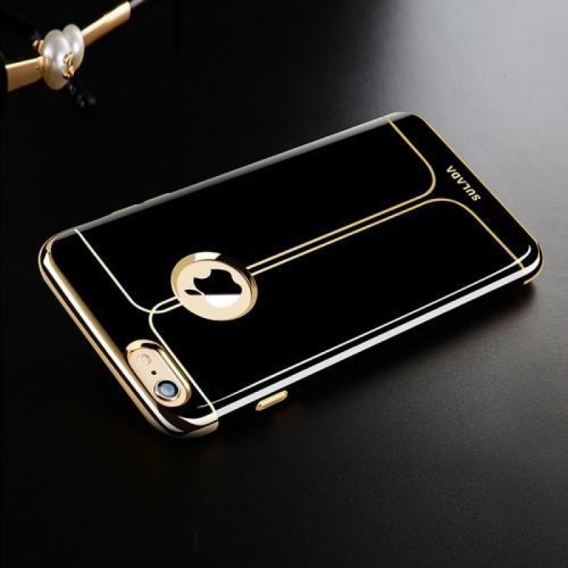 Fekete elegáns zselés tok iPhone 6s Plus és 6 Plus készülékhez - arany színben