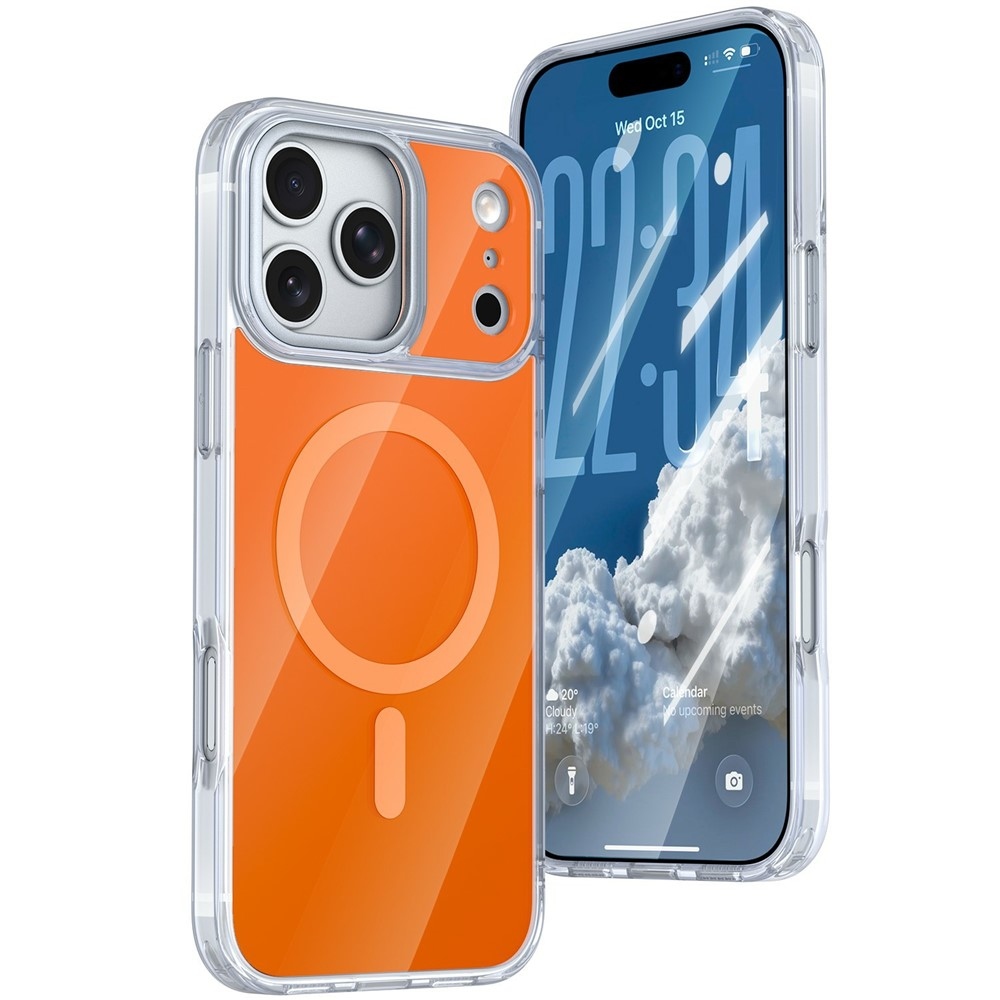 Bleeze gél tok merev háttámlával és MagSafe-kompatibilis az iPhone 18 Pro Max/17 Pro Max készülékekhez – narancssárga