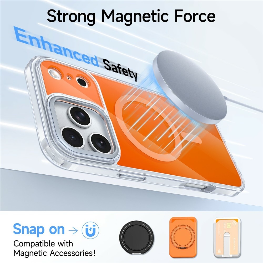 Bleeze gél tok merev háttámlával és MagSafe-kompatibilis az iPhone 18 Pro Max/17 Pro Max készülékekhez – narancssárga