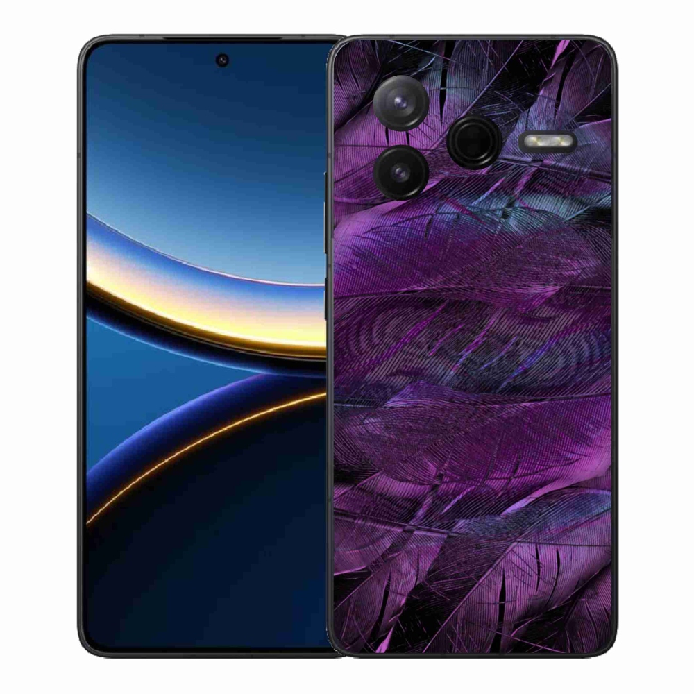 Gél borítás mmCase a Xiaomi Poco F7 Pro számára - lila tollak