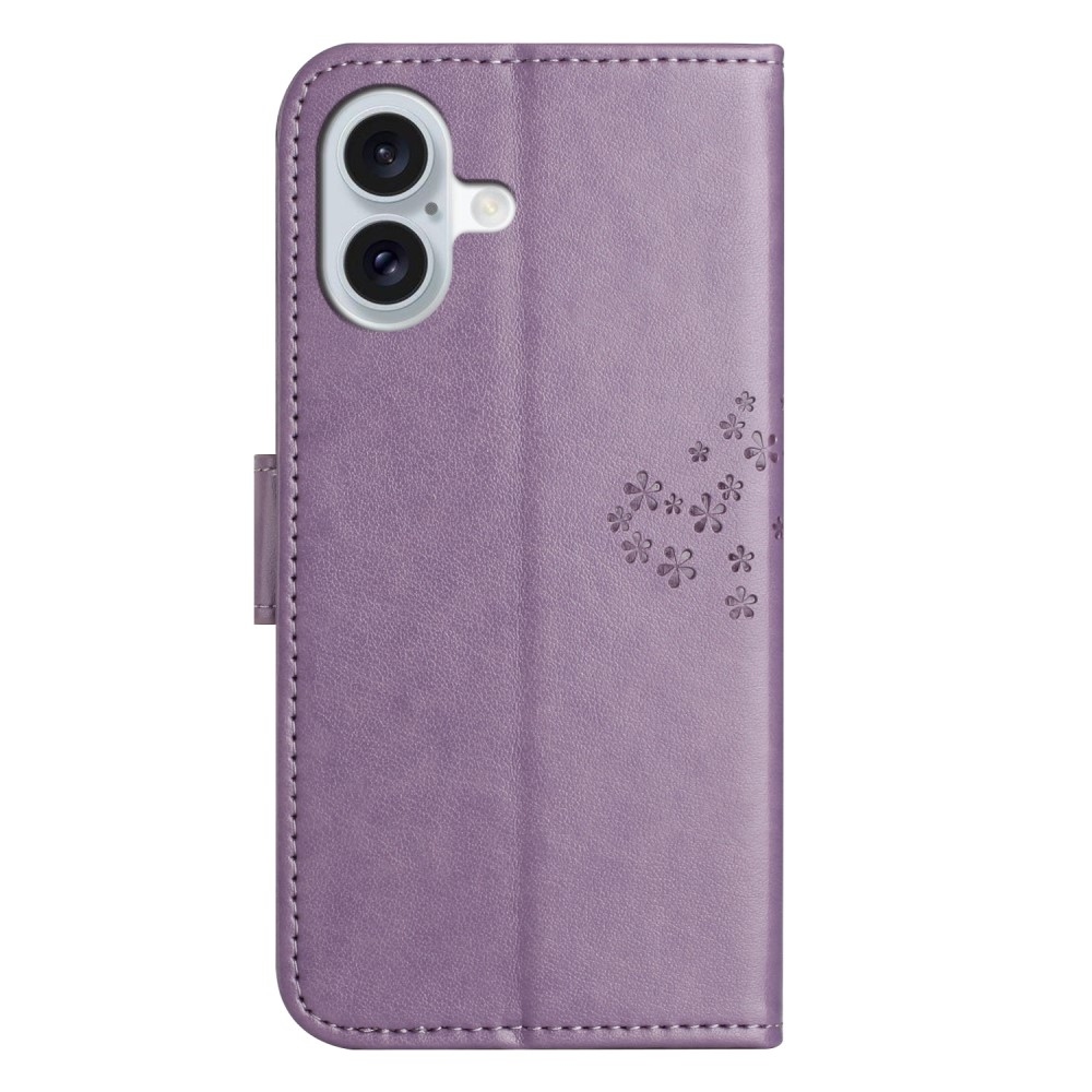 Fa könyvtáska iPhone 16-hoz - világos lila