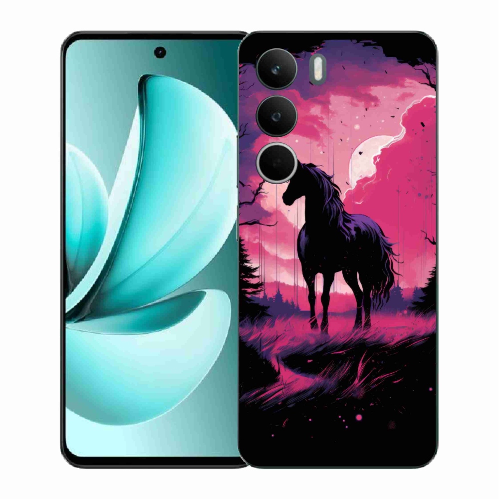 Zselés borító mmCase a Realme C71 készülékhez - fekete rajzfilm ló 1